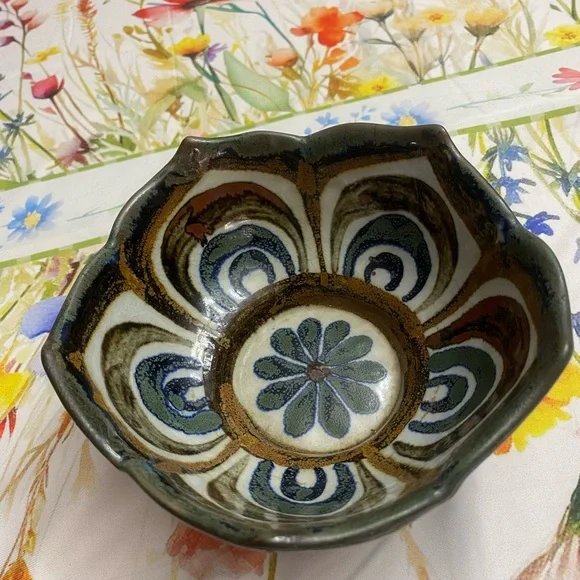 El Palomar Ken Edwards Mexican Pottery Blue Lotus Bowl Collector Vintage - Picture 10 of 10